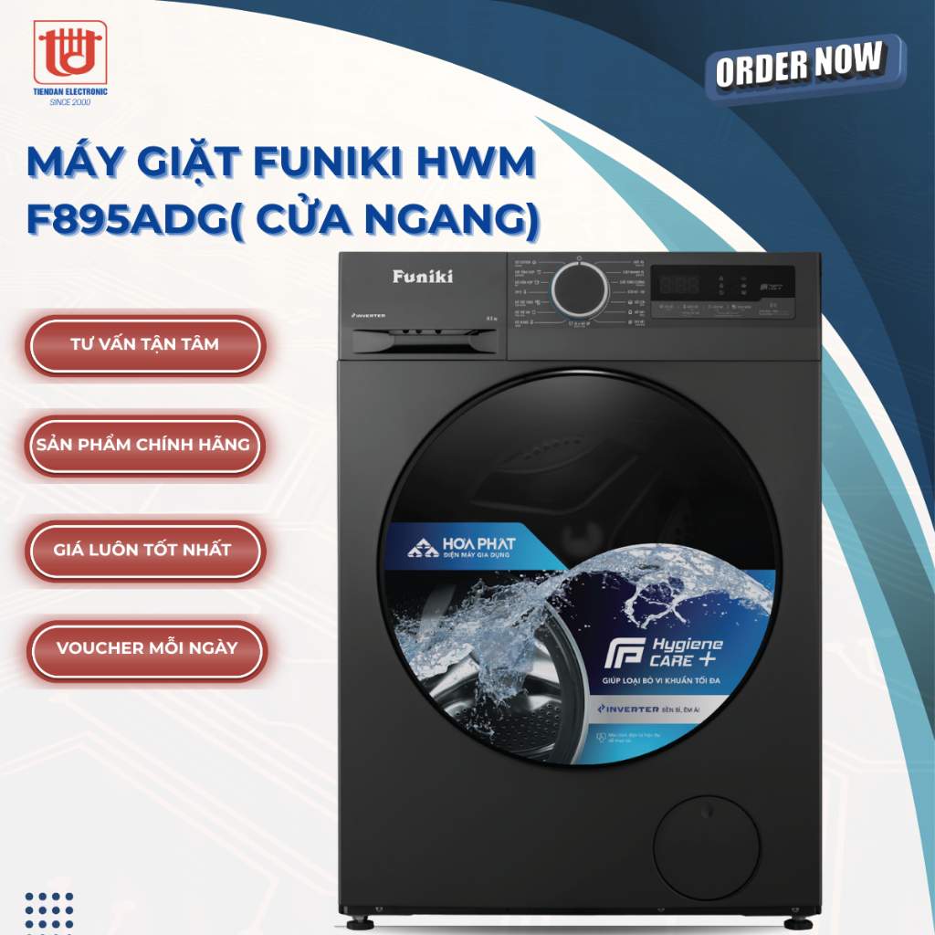 Funiki Máy giặt lồng ngang Inverter HWM-F895ADG - 9.5kg