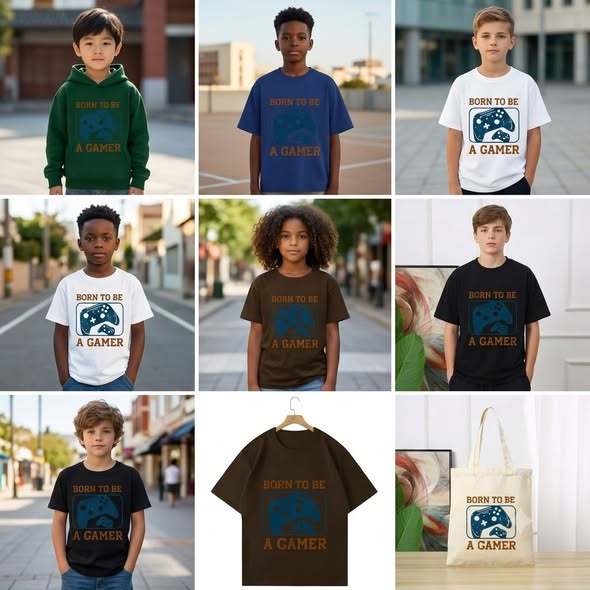 Bộ Thể Thao Trẻ Em Cotton Phối 3 Sọc In Hình Born To Be A Gamer - ĐỘC ĐẸP CHẤT - Set Đồ Hè Cho Bé Trai Bé Gái