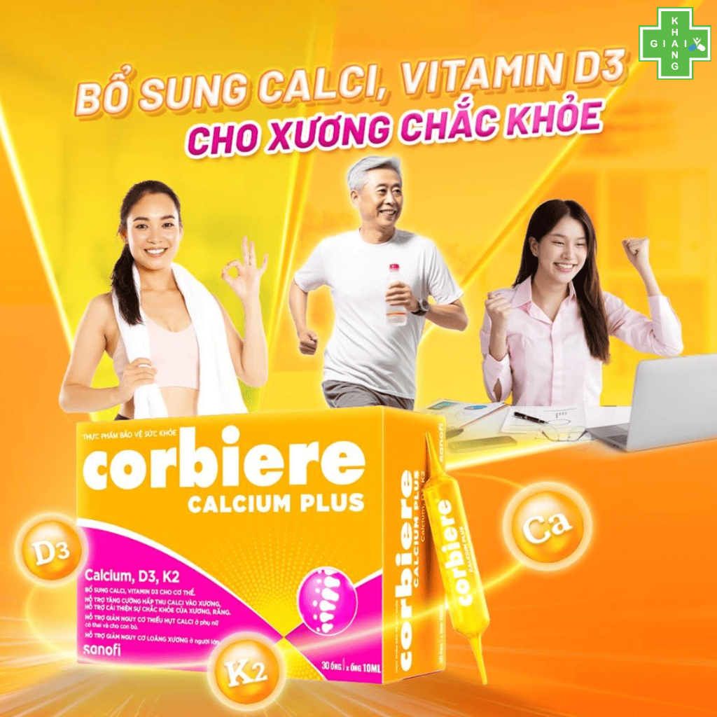 Calcium Corbiere Plus giải pháp bổ sung Canxi đơn giản, hiệu quả cho cả  (Hộp 30 ống)