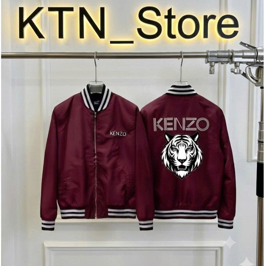 Áo Khoác Gió Bomber Nam Hổ Kenzo Đỏ Đô Hot Tred 2026 Logo Thêu Cực Tỉ Mỉ, Áo Khoác Bomber Nam Phong 