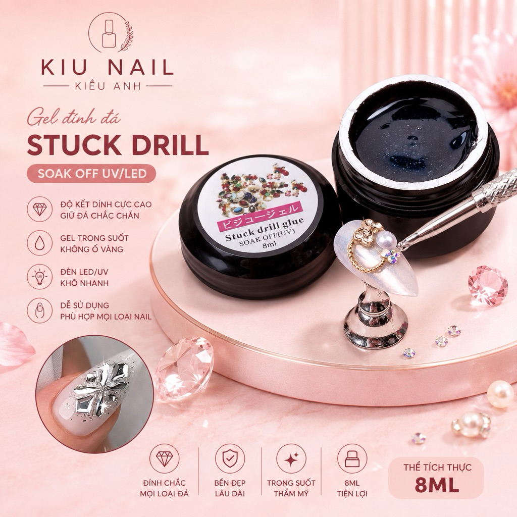 Gel Đính Đá Nail 8ML – Gel Gắn Charm, Đính Đá UV/LED
