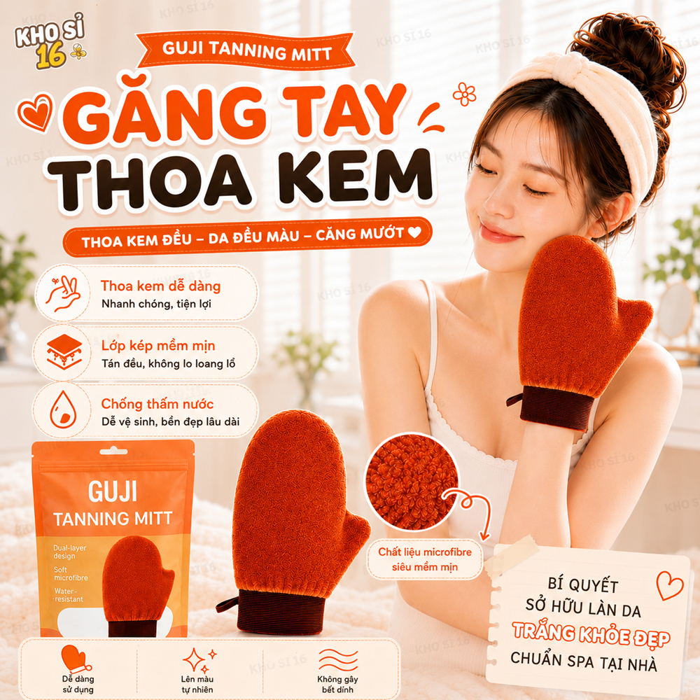 Sỉ SLL Găng Tay Bôi Kem GUJI, Mịn Da, Thoa Đều Lớp Kem, Chất Liệu Vải, Chống…
