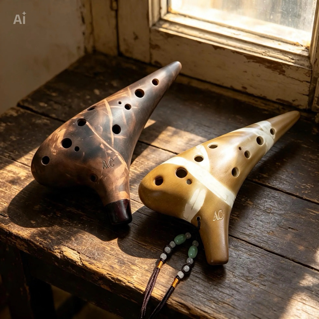 Nhạc cụ Ocarina 12 lỗ tone AC màu vệt nắng | Hun khói | Âm thanh ấm | Tone phổ biến nhất | Có kèm hư