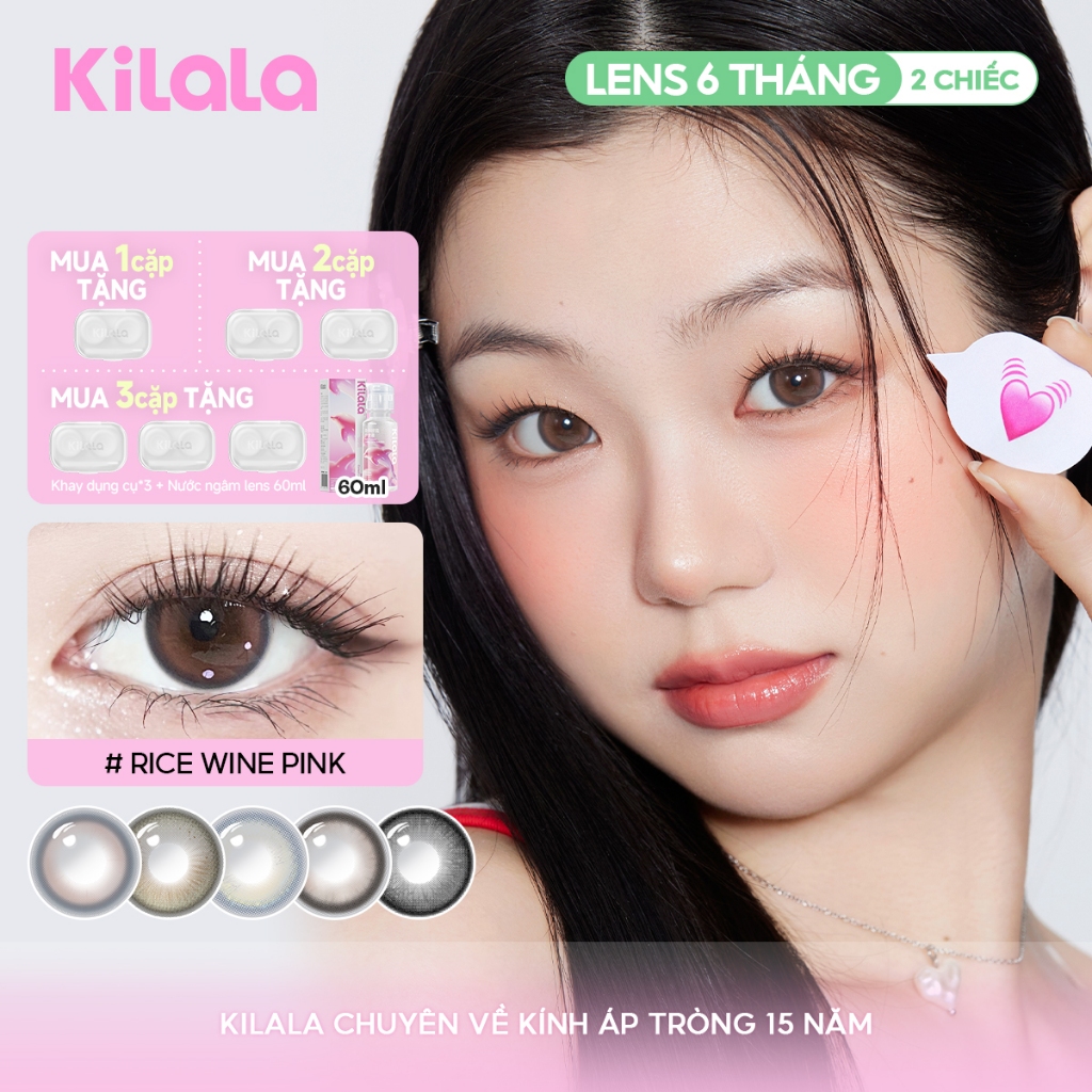 Kính áp tròng Kilala màu nâu Hacking Angel Brown/Oasis Blue lens cận 6 tháng DIA 14.2mm có độ (0-7) 