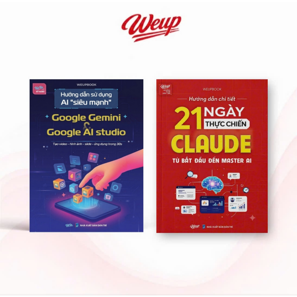 Combo 2 Cuốn 21 Ngày Thực Chiến Claude & Hướng Dẫn Sử Dụng AI Siêu Mạnh Google Gemini Google Studio