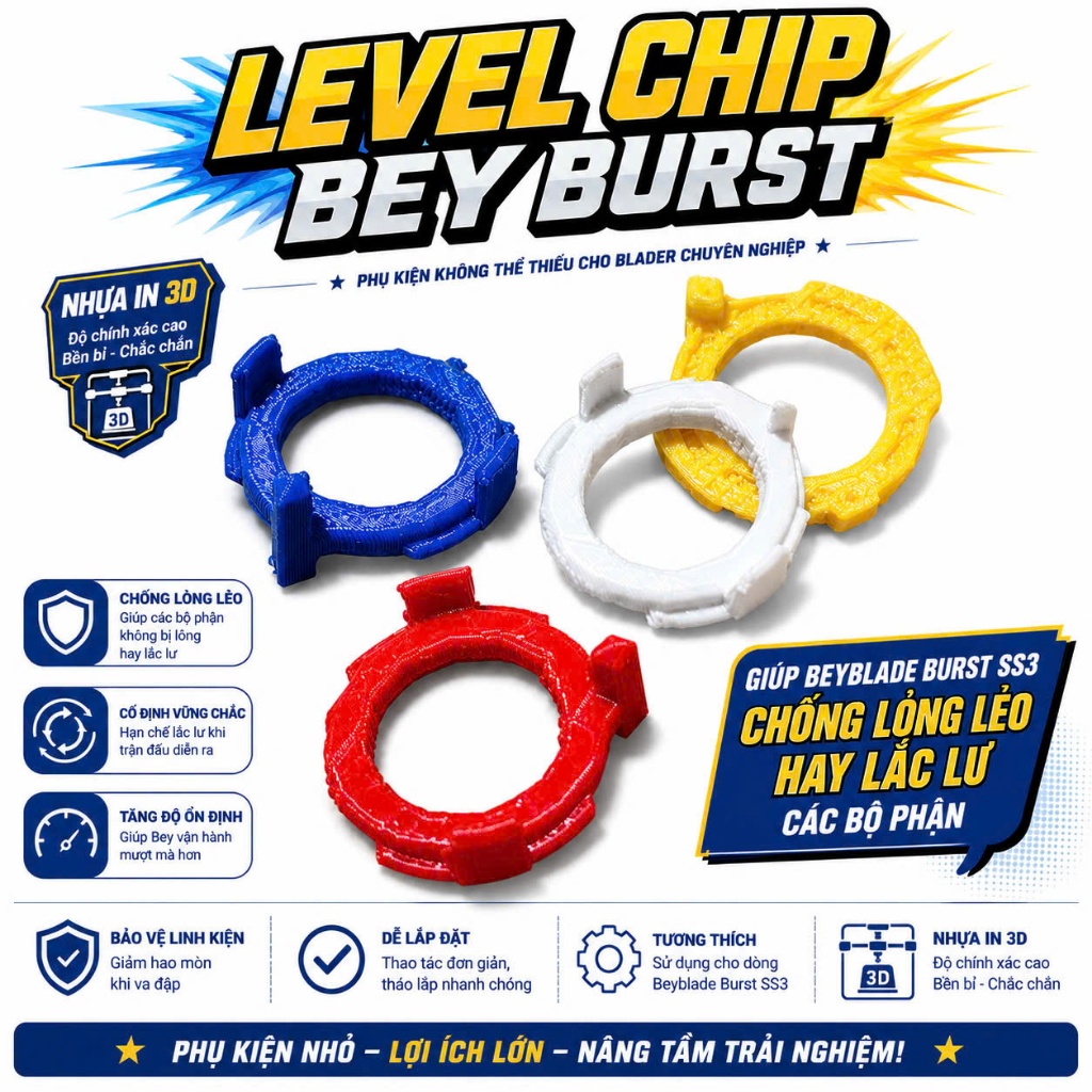 Level Chip Beyblade Burst In 3D - Phụ kiện con quay In 3D Lập Vô Cực