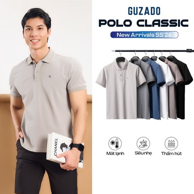 Áo Thun Polo Nam GUZADO Mẫu Công Sở, Vải Cá Sấu Cotton Thấm Hút, Thoáng Khí Tốt GPS2502-GCPS25S002