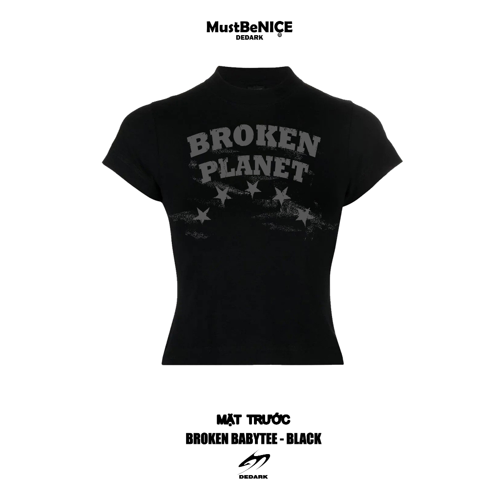 Áo thun nữ Babytee 𝐁𝐑𝐎𝐊𝐄𝐍 BLACK DEDARK Bodyfit