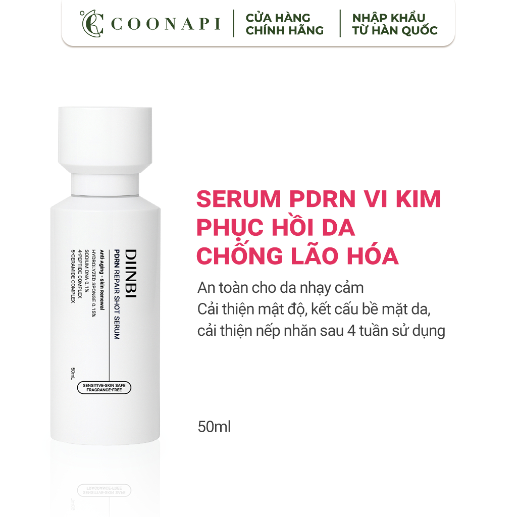 Serum PDRN & Vi Kim Bọt Biển Giúp Phục Hồi Và Hỗ Trợ Cải Thiện Nếp Nhăn Diinbi PDRN Repair Shot Serum 50ml