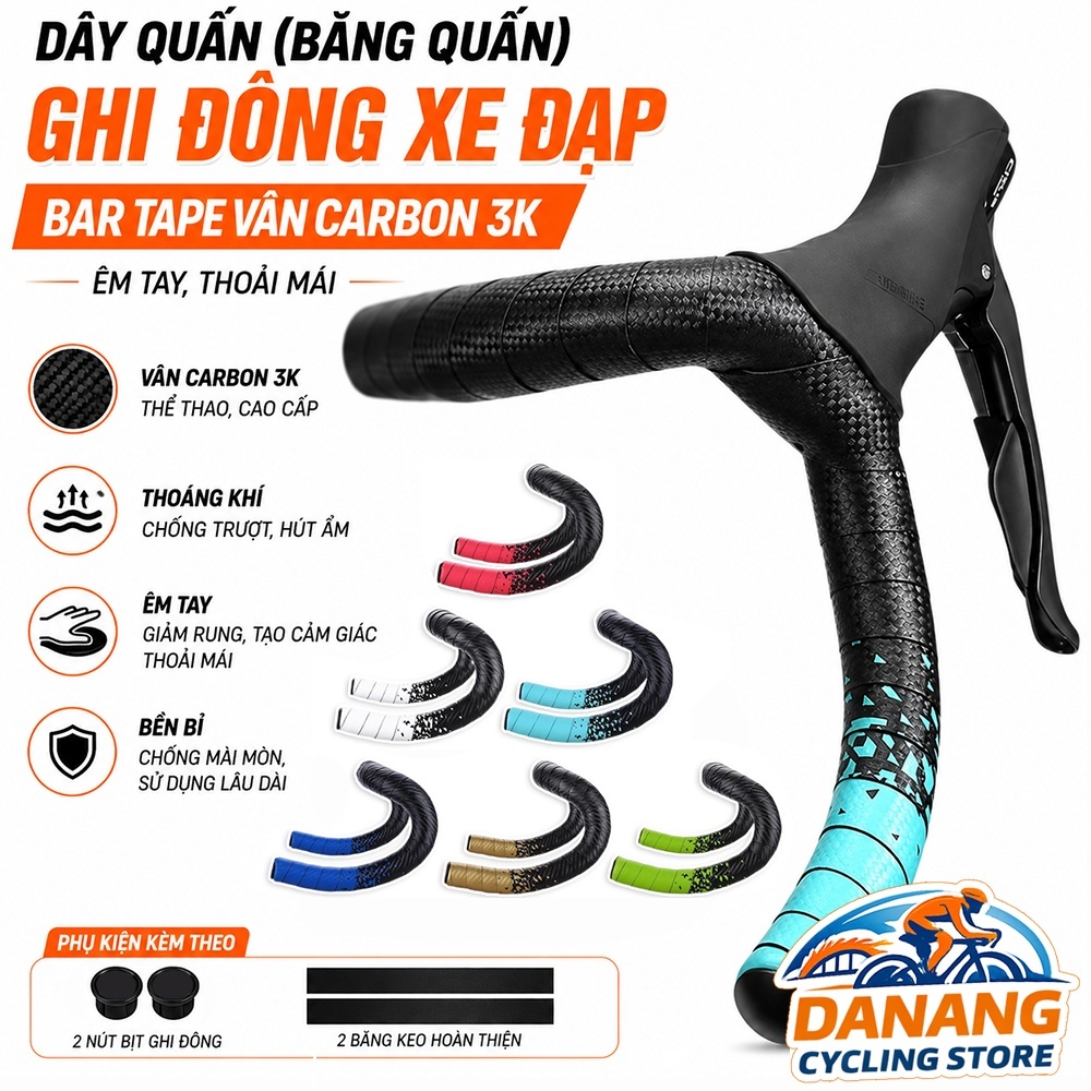 Dây Quấn (Băng Quấn) Ghi Đông Xe Đạp Bar Tape Vân Carbon 3K – Êm Tay, Thoải Mái