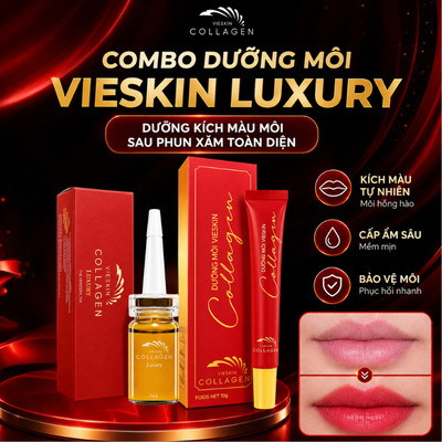 [Combo dương môi sau phun Luxury] Tinh chất dưỡng môi sau phun Vieskin Collagen Luxury + Son Dưỡng Môi Vieskin Collagen