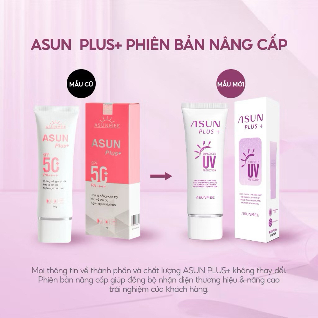 Asunmee Kem Chống Nắng SPF 50+ PA++++ Asun Plus 50g Nâng Tone Dạng Sữa Phù Hợp Mọi Loại Da Bảo Vệ Da