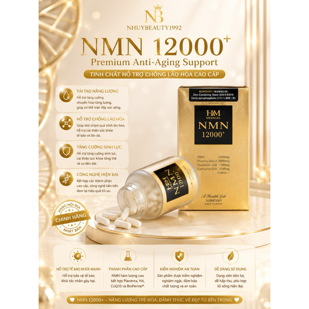 Viên uống NMN 12000+ AI Health Lab AISHODO date 2028