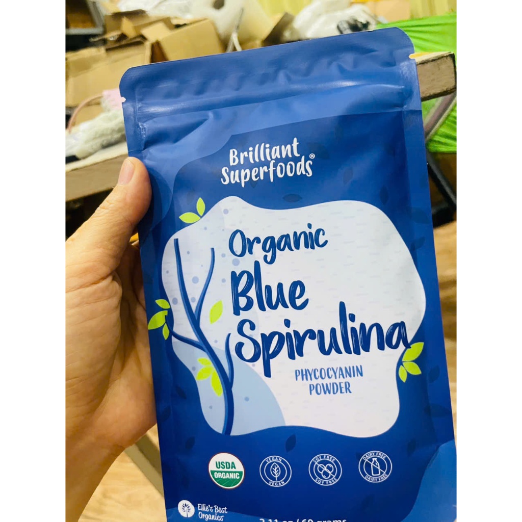 Bột tảo xoắn Spirulina hữu cơ Ellie's Best, dùng cho sinh tố và đồ uống 60g
