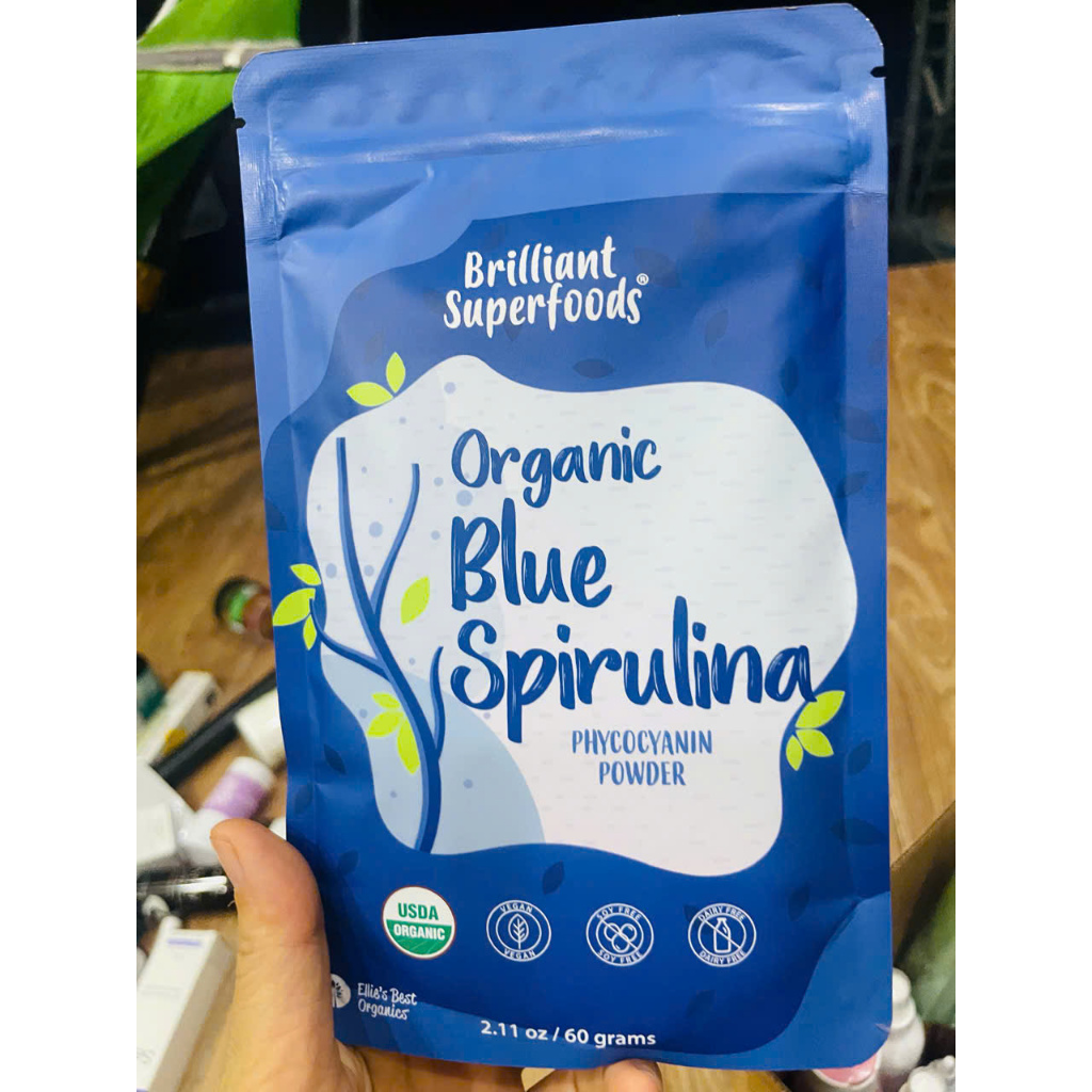 Ellie's Best Organic Blue Spirulina,Bột tảo xoắn hữu cơ 60g,cho sinh tố và đồ uống