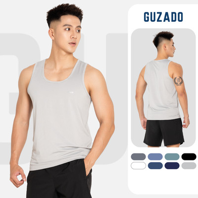 Áo Tanktop Sát Nách GUZADO Vải COOLMAX Lỗ Kim Thoáng Khí Co Giãn 4 Chiều Form Rộng Thoải Mái GTT05-GATT25S005