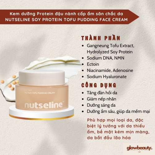 Kem dưỡng Protein đậu nành cấp ẩm săn chắc da (50ml) NUTSELINE Soy Protein Tofu Pudding Cream