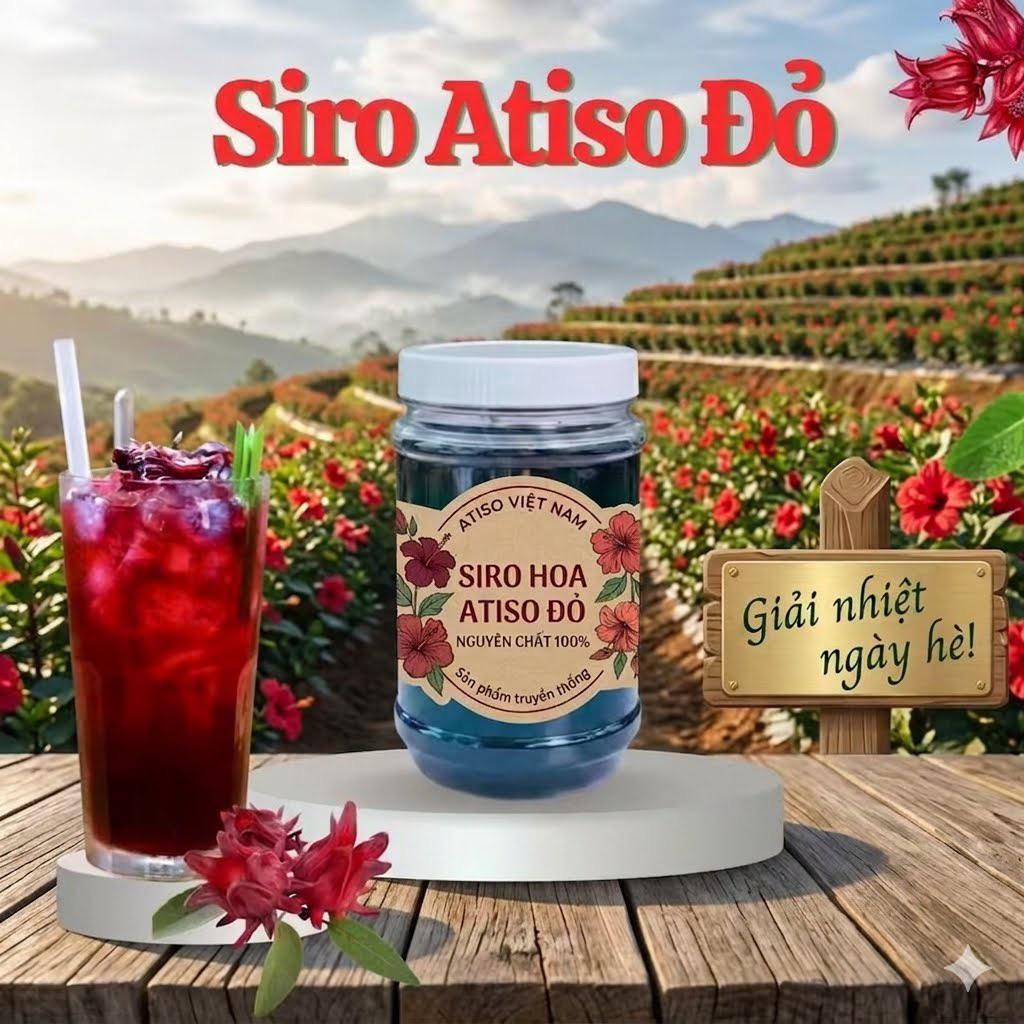 [Hỏa tốc]Combo 5 hộp Siro hoa Atiso đỏ( kèm mứt hoa astiso) đậm đặc nguyên chất .(mỗi hộp 550g)