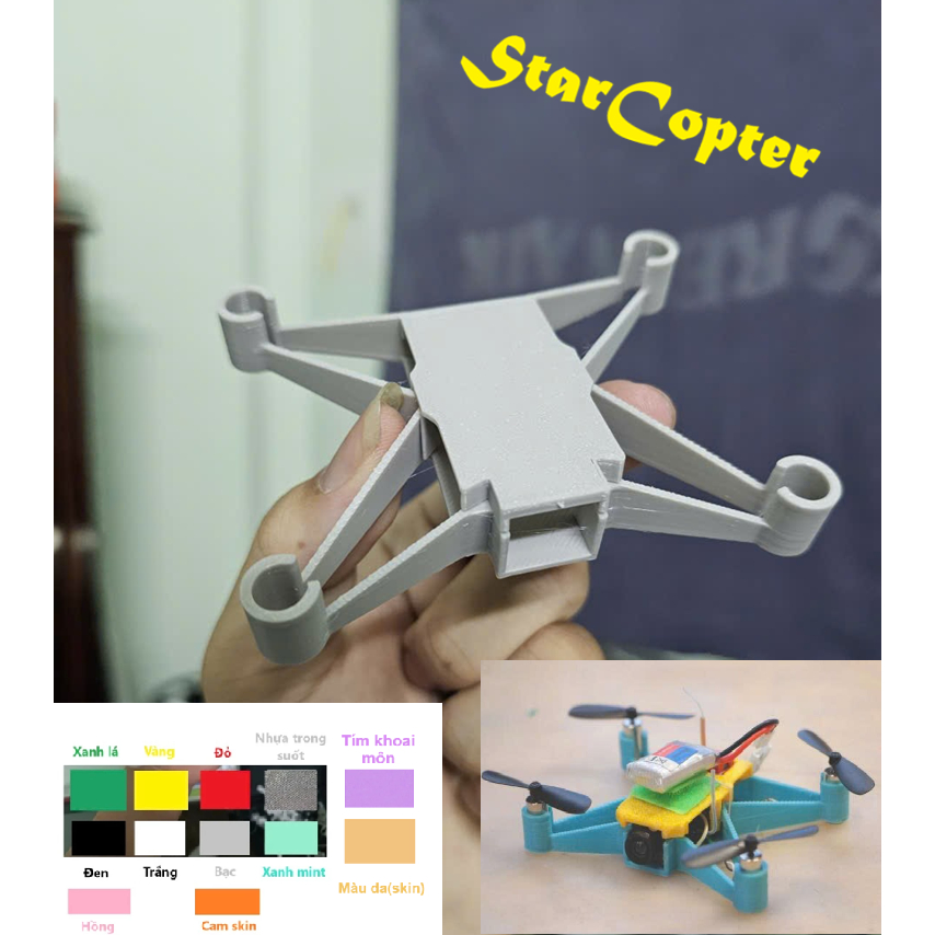 Khung Micro Drone StarCopter mini bền bỉ phù hợp chế mini racing drone hỗ trợ motor 7mm