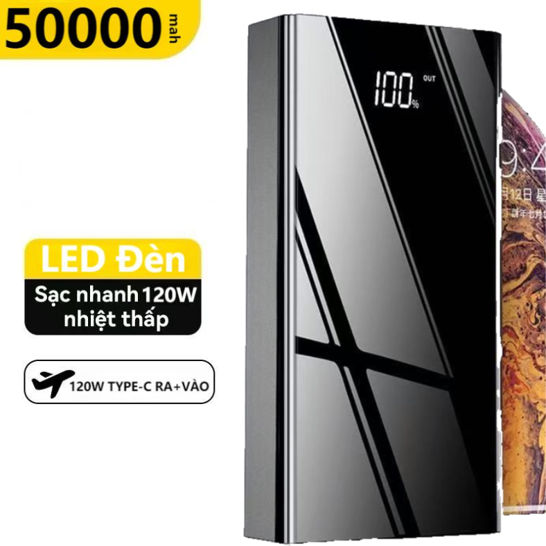 52sạc dự phòng power bank 120W pd30w 80000mah 50000mah pin dự phòng màn hình led tích hợp tích hợp