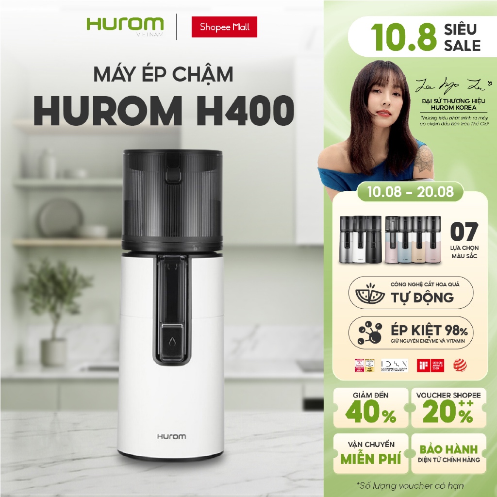 Máy ép chậm Hurom H400 (Màu Trắng) - Bảo hành chính hãng 10 năm - Phân phối độc quyền tại Việt Nam