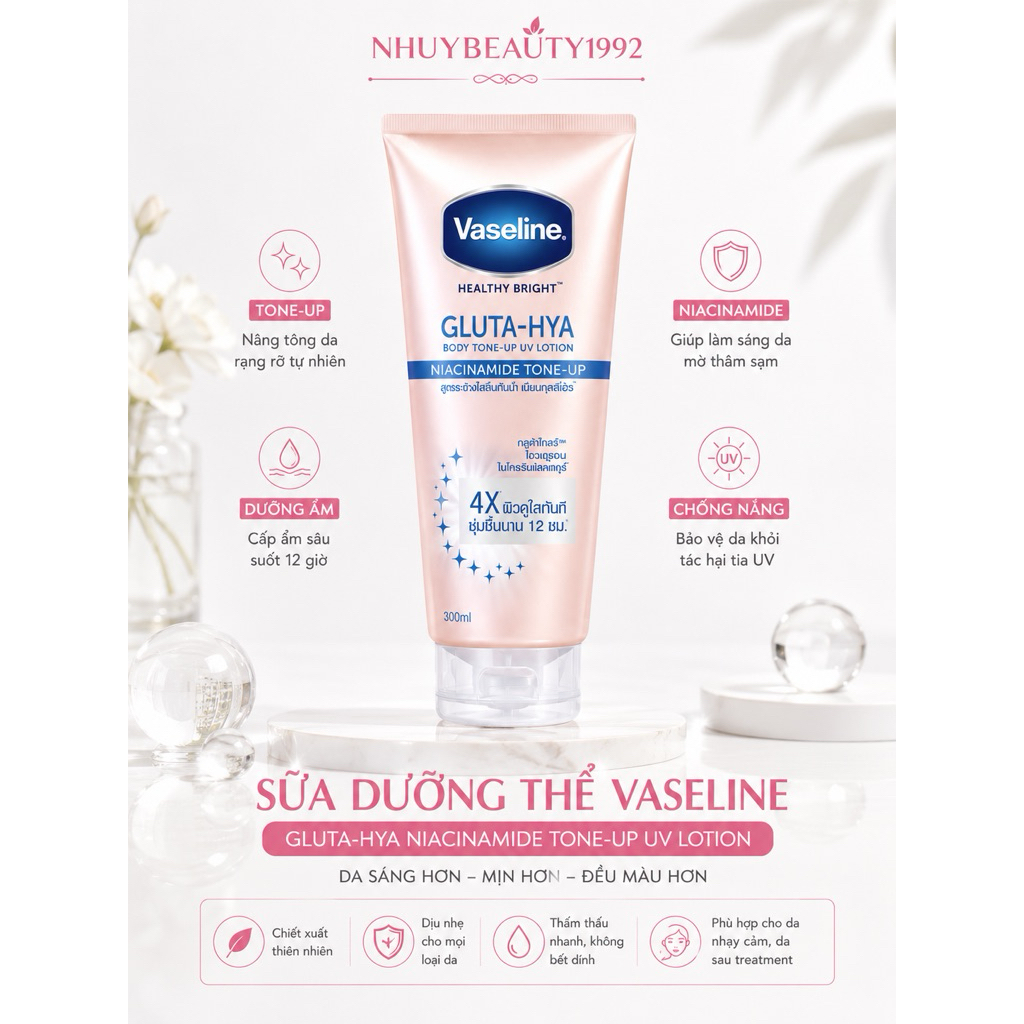 Dưỡng Thể Vaseline 4X Body Tone-Up Thái Lan 300ml (Chống Nắng Trắng Da Tức Thì Vaseline Healthy Brig