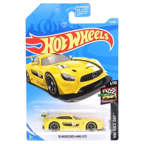 Xe mô hình tỉ lệ 1:64 CHÍNH HÃNG Hot Wheels '16 Mercedes-AMG GT3 vàng