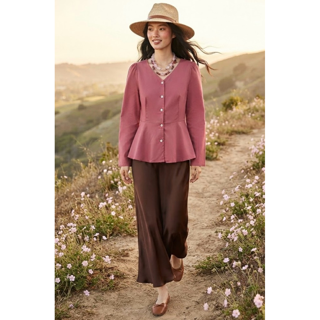 Áo sơ mi dài tay màu hồng đất của Úc-2 Hand (Size L).Australian Pink Long Sleeve Shirt - 2 Hand (Siz