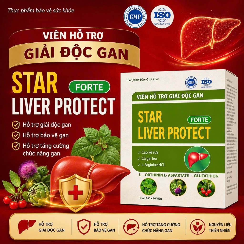 Giải độc gan, Mát gan Star Liver Protect Forte, hộp 60 viên giúp bảo vệ và tăng cường chức năng gan 