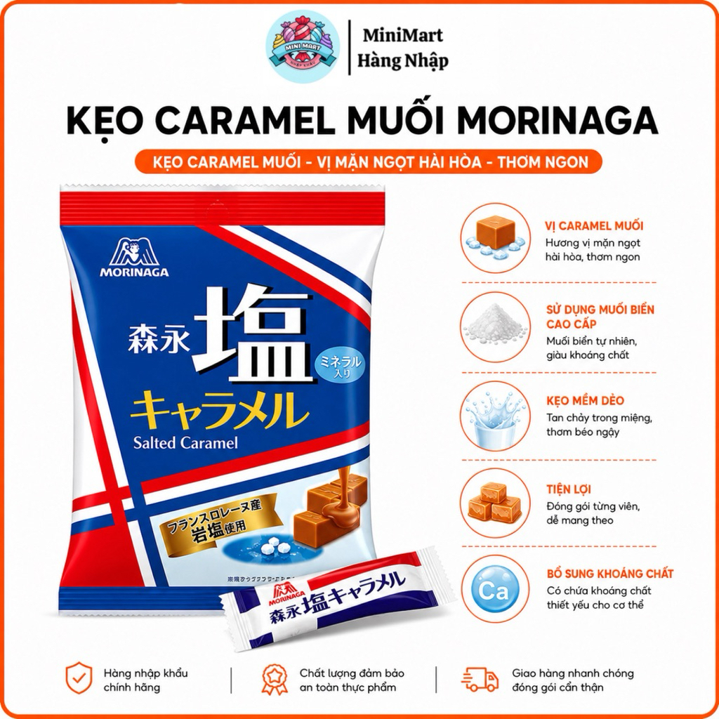 Kẹo Muối Caramel Morinaga Nhật Bản 83g – Kẹo Sữa Caramel Muối Biển Mềm Thơm, Vị Ngọt Mặn Hài Hòa