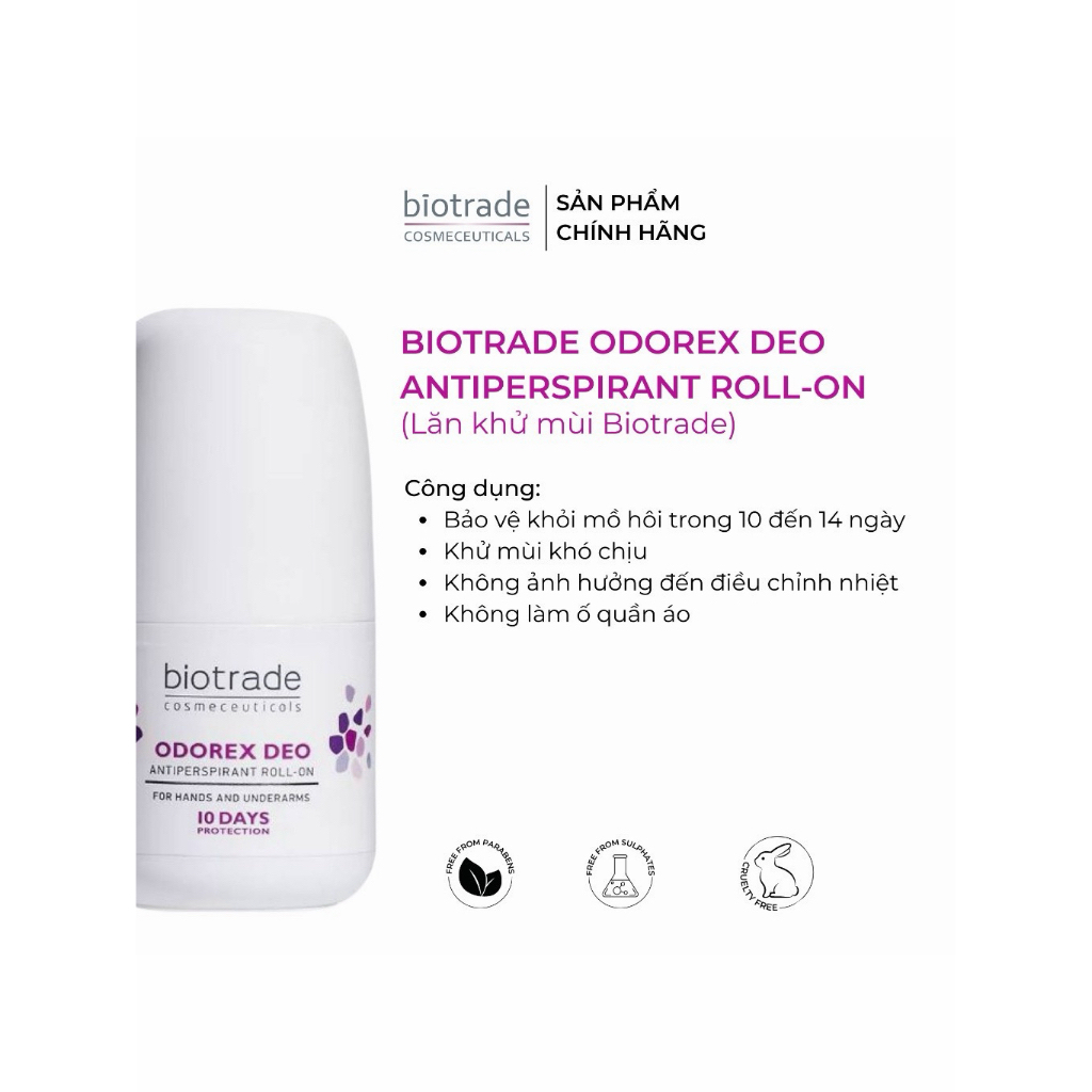 Lăn Khử Mùi Hỗ Trợ Ngăn Mồ Hôi Biotrade Odorex Deo Roll On 40ml