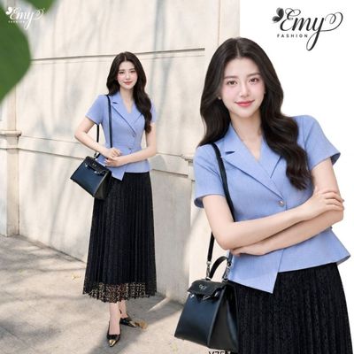 [LƯU Ý SẢN PHẨM CHỈ ÁO] ÁoThiết Kế EMY Thời Trang Cao Cấp A4137 Vải Cotton Xanh Pastel Thanh Lịch Công Sở