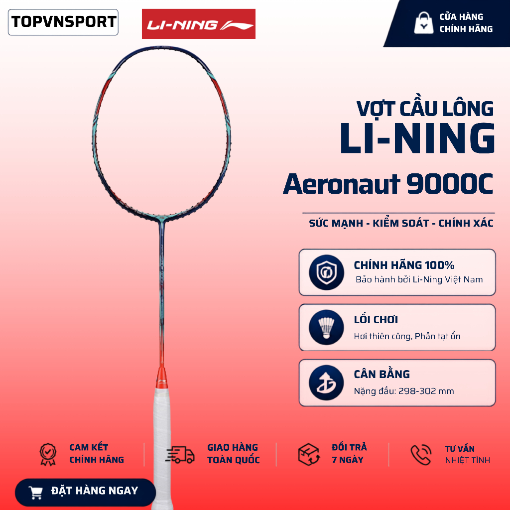[Combo 3 Quà Tặng] Vợt cầu lông Lining Aeronaut 9000C - 4U Chính Hãng [Hỏa Tốc]