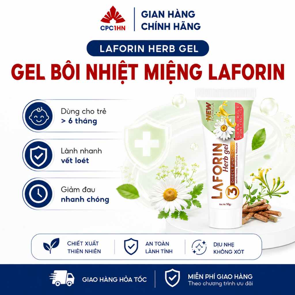 LAFORIN HERB GEL - BÁM CHẶT, THẤM SÂU GIẢM ĐAU TỨC THÌ CHO TRẺ MẮC TAY CHÂN MIỆNG (Tuýp 10g)