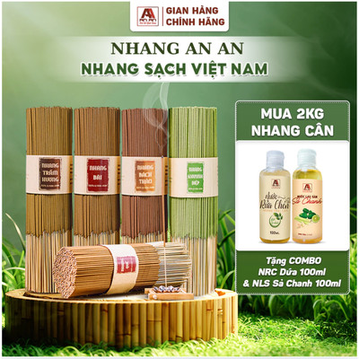 Nhang sạch hương thảo mộc 1kg mix 2 mùi An An cao cấp 100% thiên nhiên nhang trầm hương, quế, khuynh diệp an toàn