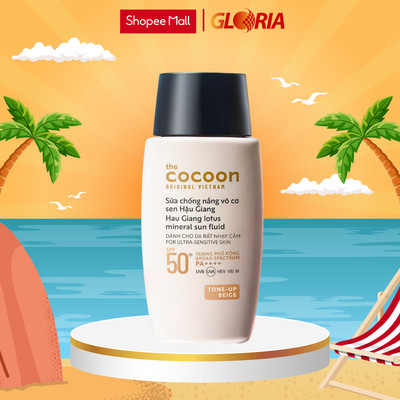 Sữa Chống Nắng Vô Cơ Sen Hậu Giang - Tone up Beige Cocoon 50ml
