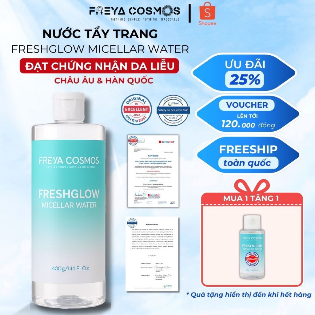 Nước Tẩy Trang Cấp Ẩm, Làm Sạch Sâu  - Freya Cosmos FreshGlow Micellar Water 400g