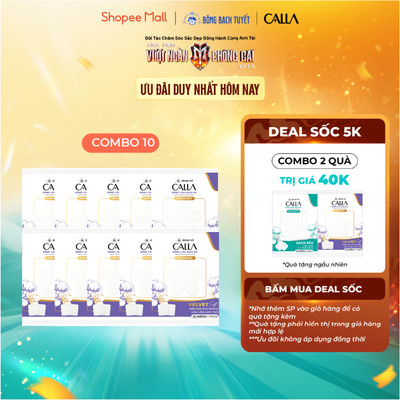 Combo 10 gói Bông Bạch Tuyết làm sạch da Calla Velvet soft miếng bông lớn (10 Miếng/gói)
