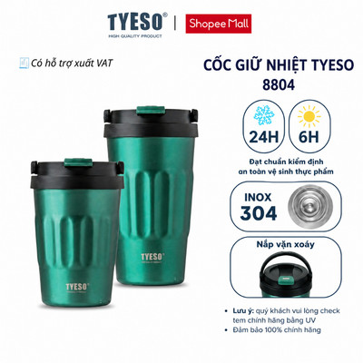 Ly giữ nhiệt đựng trà cafe nước 500ml tyeso giữ nóng và lạnh làm bằng thép không gỉ 304 8804