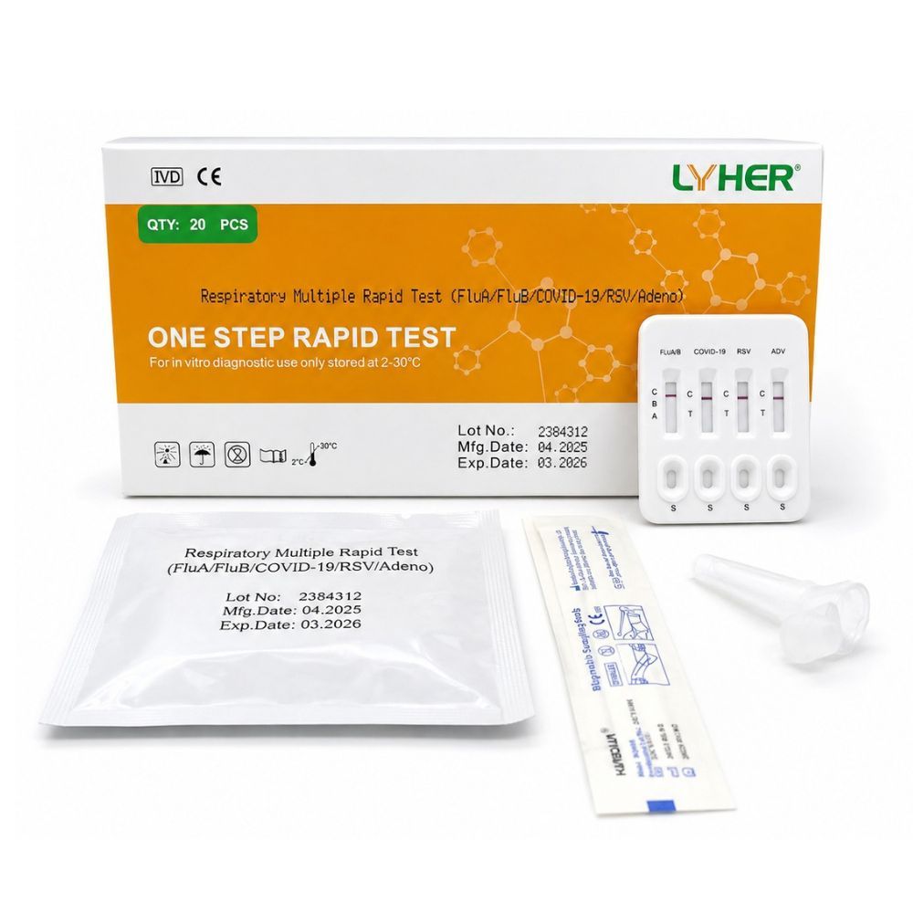 Kit Test Nhanh LYHER 5in1, 8in1, Bộ Test Kháng Nguyên Hô Hấp, Kiểm Tra Nhanh Tại Nhà, Tiện Lợi
