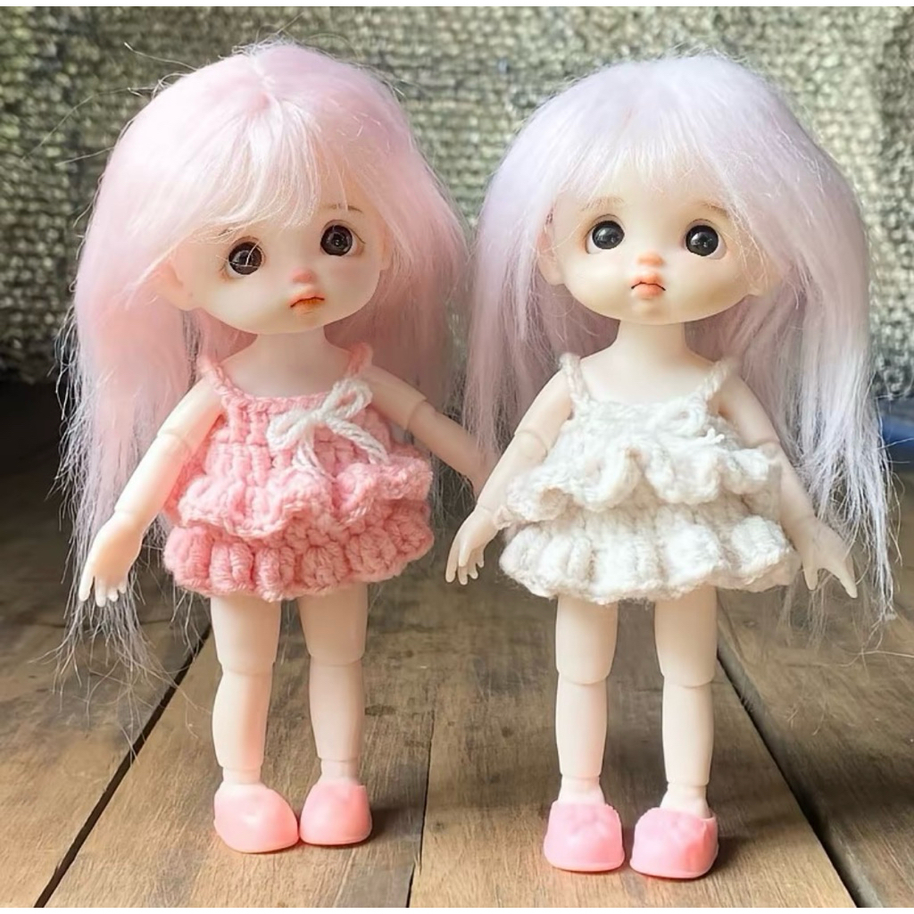 váy babydoll len 2 tầng siêu dễ thương dành cho doll 16-17cm ( chỉ bán váy)