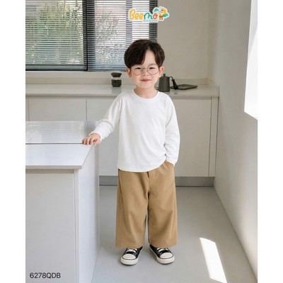 Quần dài Beemo kaki ống suông phối li dọc vải kaki co giãn cho bé trai mặc đi học, đi chơi từ 9-24kg  6278QDB