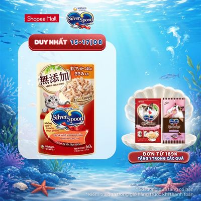 Thức ăn ướt cho mèo Silver Spoon dạng sốt/dạng thạch 60g/gói