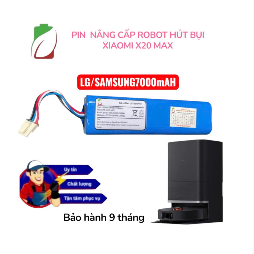 PIN NÂNG CẤP ROBOT HÚT BỤI XIAOMI X20 MAX | CELL LG/SAMSUNG 7000MAH