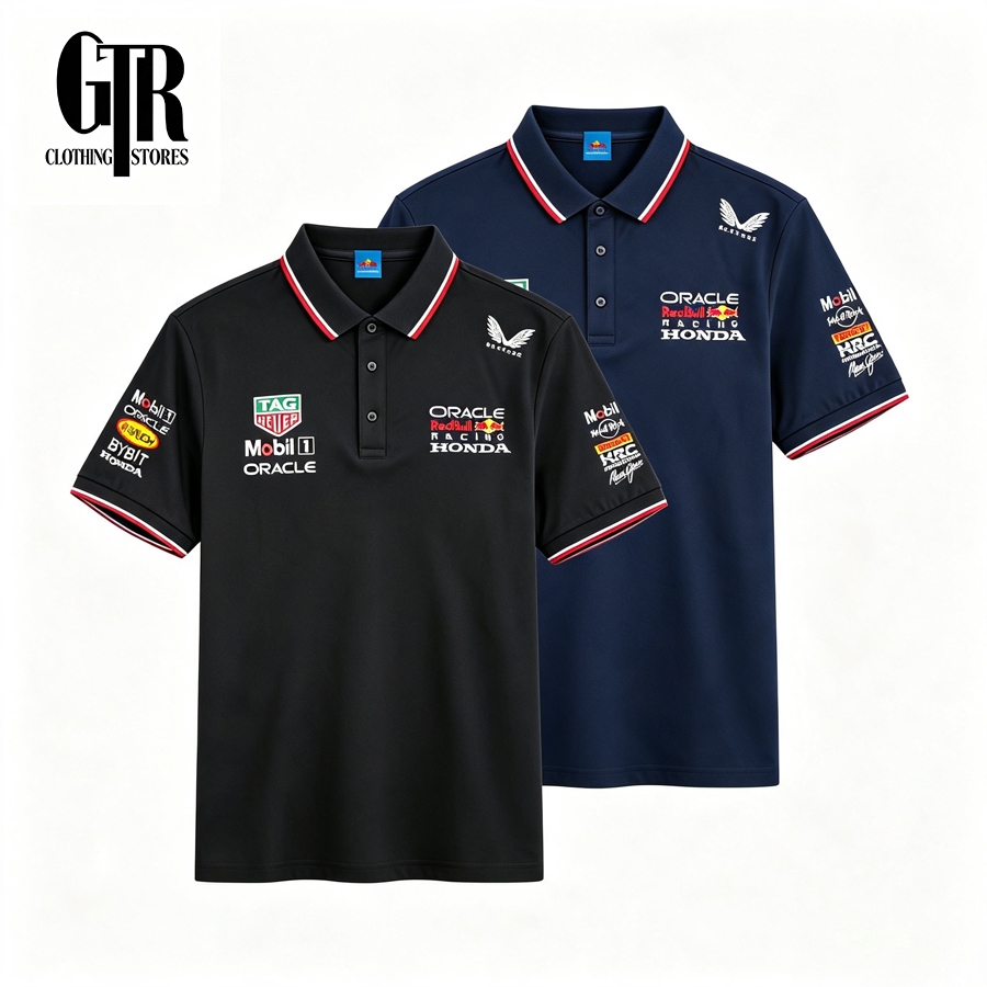 【Local Brand】Áo Polo Thông Hơi Thể Thao Redbull F1 Nam Tx Đua Xe Couple Thêu Cổ Điển Streetwear Rộng