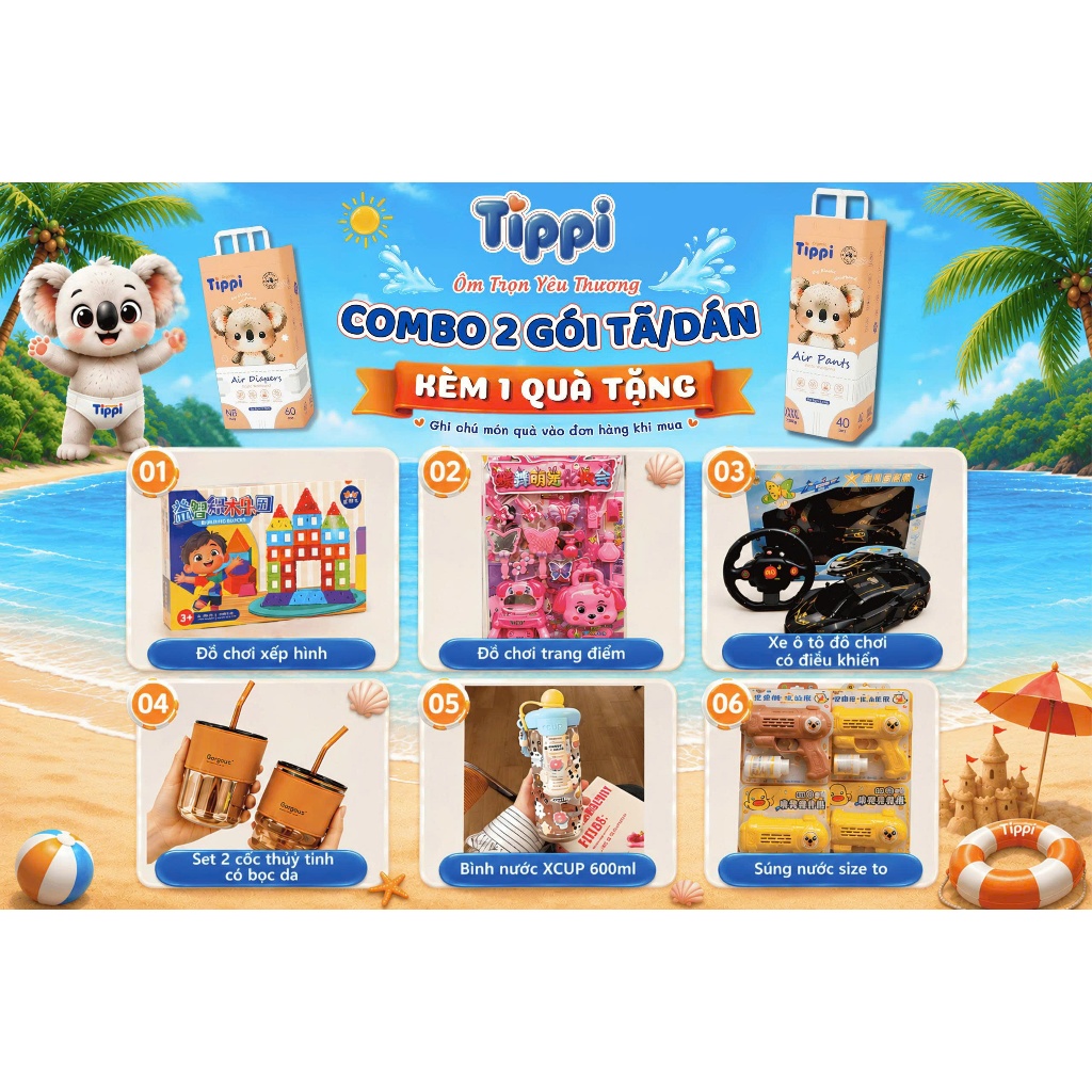 Tippi Combo 2 Tã/Bỉm dán và quần Tippi (ngày và đêm) siêu mỏng, siêu nhẹ, đủ size cho bé từ NB/S/M/L