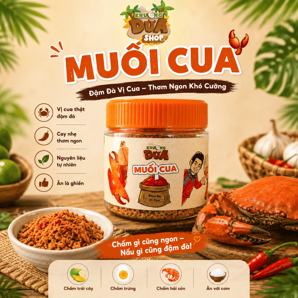 Muối cua Khương Dừa (120g/hủ) - Đậm vị cua, chấm trái cây, bánh tráng