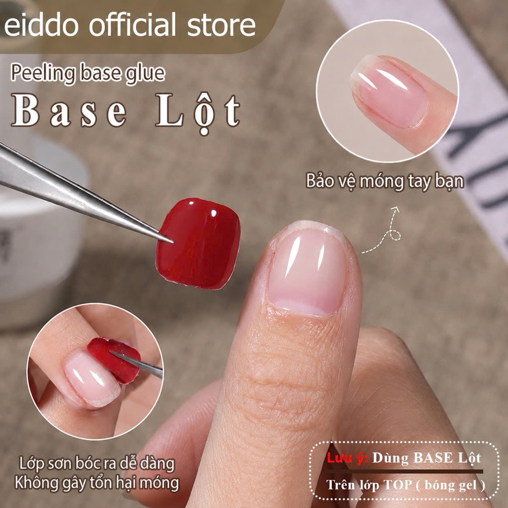 { Eiddo nail } Base lột gel eiddo chai 12ml - Sơn lót lột tróc bột, sơn gel chuyên dụng - Sơn base l
