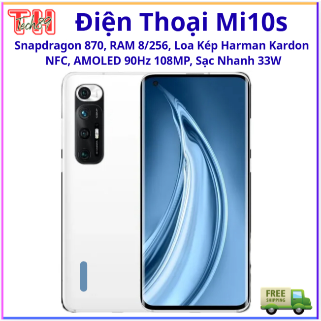 Xiaomi Mi 10S 5G, NFC, Snapdragon 870, RAM 8GB/256GB, Màn AMOLED 90Hz, Máy Cũ, Sạc 33W