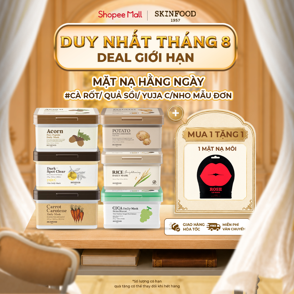 [Live] Hộp Mặt Nạ Dưỡng Da Hằng Ngày Cà Rốt/Quả Sồi/Quýt Skinfood Daily Carrot Carotone/Acorn Pore P